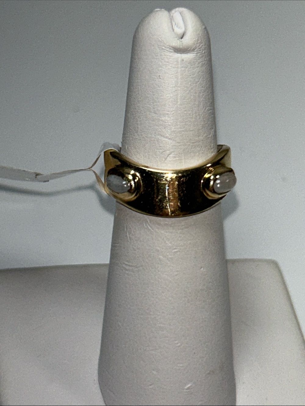 Gold Plated Wave Design Ring With Genuine Labradorite Gemstone Accents